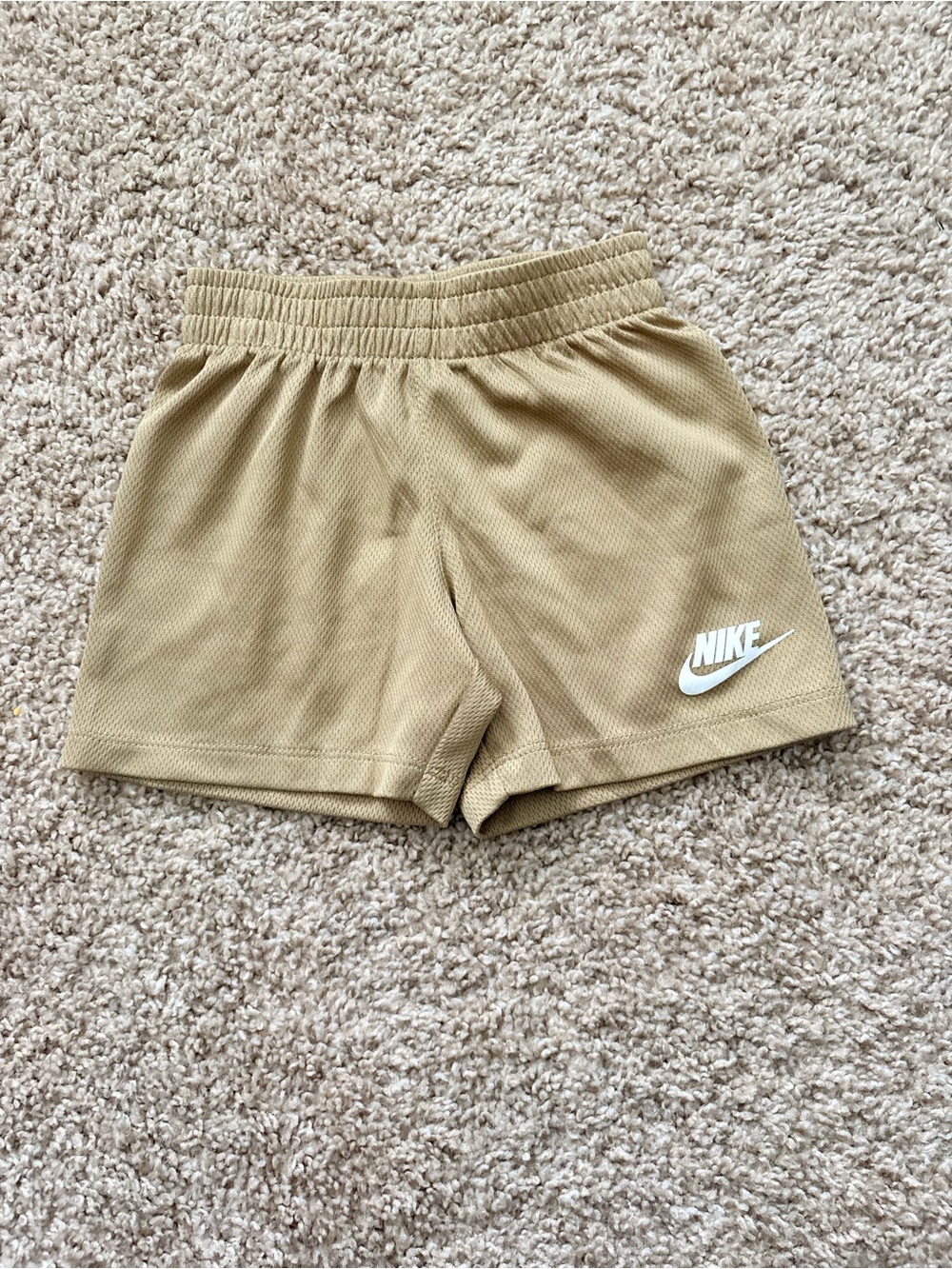 Nike Toddler Mesh Athletic Shorts Khaki Gold Tan 18M USED